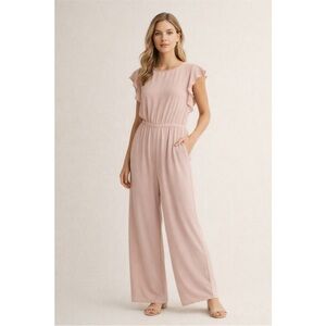 Wilfred Soft Blush jumpsuit with Ruffle Sleeves